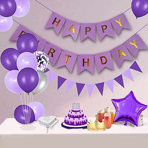 Украса за парти на 27-ия рожден ден yujiaonly Лилаво Хартиен Банер честит рожден Ден Лилаво 40-инчов номер 27 честит рожден