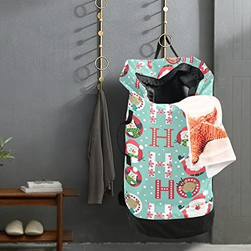 Коледна торбичка за бельо Santa 01, Тежка Раница за пране на дрехи с плечевыми ремъци и дръжки, Пътна чанта за дрехи с цип