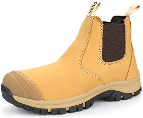 Работни обувки OUXX за мъже, Защитни обувки от гума кожа със стоманени пръсти, Устойчиви на хлъзгане, Водоустойчив, Защитен от
