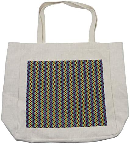 Пазарска чанта Ambesonne Rainbow, Абстрактни Цветни Триъгълници Геометрична Фигура, Дългогодишна Множество чанта за продукти,