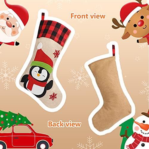Коледни Чорапи GoldFlower, 5 опаковки, 18-Цолови Коледни Чорапи, Голям размер с Шарките на Санта Снежен човек и Джуджета, Класическа Маншет в клетка от Бъфало, Коледни Укра