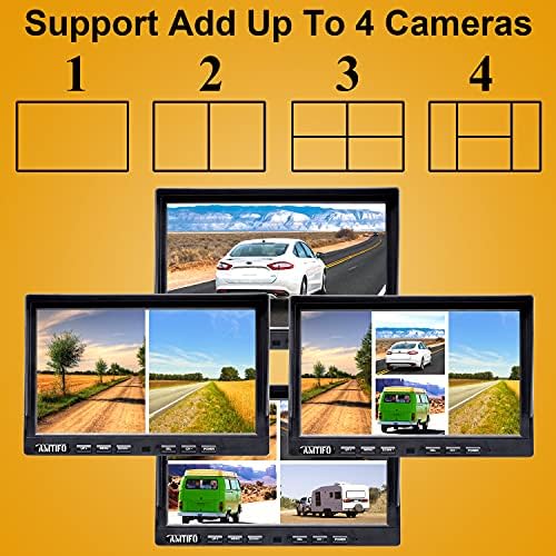 Резервна Камера AMTIFO RV Безжична HD 1080P 10-Инчов Видеорекордер С Разделен екран, Монитора, Bluetooth, Система