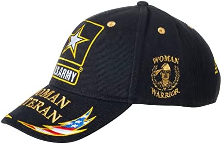 САЩ Дамски бейзболна шапка на ветеран от Армията на Съединените Щати С бродерия Структурирана Форма - Регулируема Черна
