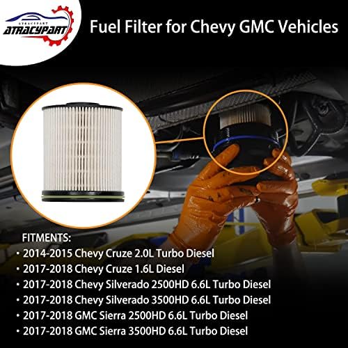 Горивния филтър е с вложка от 2 опаковки |Уплътнител за 2014-2018 Chevy Cruze 2017-2018 Silverado 2500HD 3500HD GMC