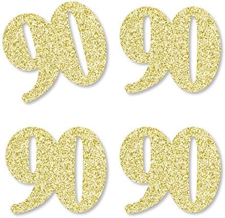 Златният блясък на 90 - Без елементарно, Изрязани цифри от настоящето златен блясък - Конфети за парти в чест