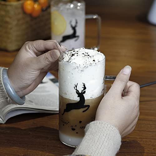Голяма чаша за пиене LUXU Premium с капак (комплект от 1) -19 грама, чаши за Кафе от съвременния самото стъкло, Чаши за топли или студени напитки с широко гърло - Голям капаци?