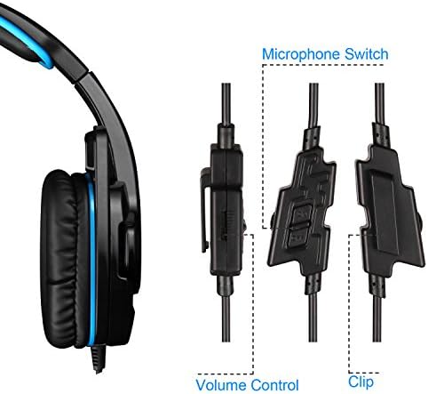 Стерео слушалки за игри на слушалки с микрофон (син)
