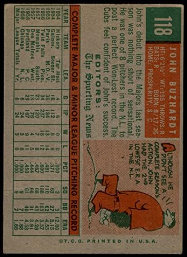 1959 Topps 118 Джон Бужардт Чикаго Къбс (Бейзболна картичка) ДОБРИ къбс