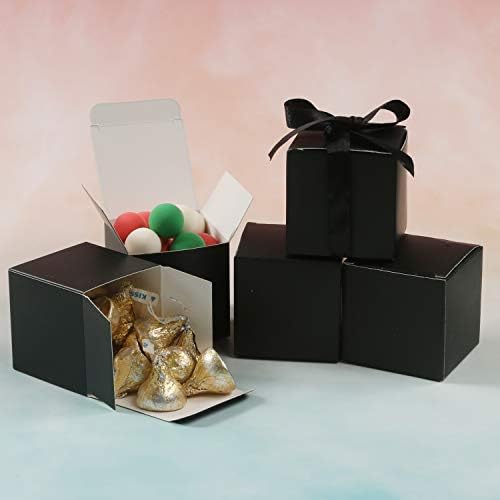 COTOPHER 100шт Малки Подаръчни Кутии, Кутии за подаръци 2x2x2 инча Хартиени Подаръчни Кутии с Панделки Кутия шоколадови