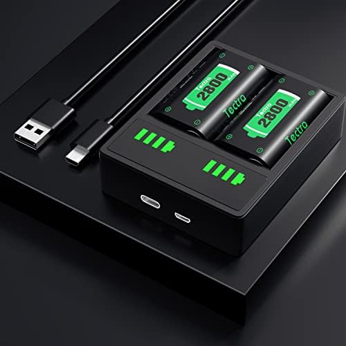 Батерия Tectra за Xbox X series|S, 4шт 2800 ма + Led Двойно зарядно устройство за Xbox X Series|S, Xbox One, Xbox