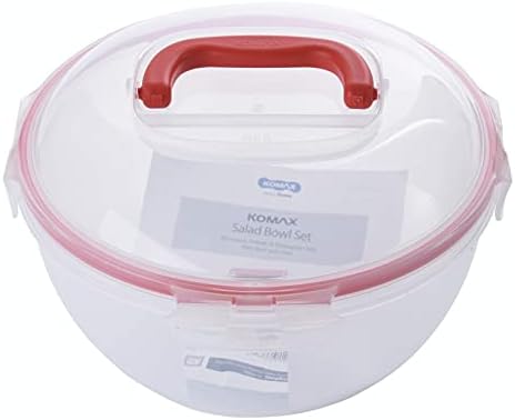 Komax Biokips Комплект от 2 Големи салатниц с капаци – Херметични контейнери за съхранение на храна с капацитет от 4,2 карата – Салатница с капак, не съдържа BPA - Салата за с