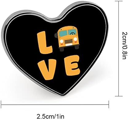 Аз Обичам Училищни автобуси Забавен Икона във формата на Сърце Брошка Игла За Вратовръзка С Ревери на Жени Пуговица