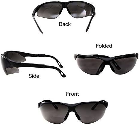 grinderPUNCH 2 Двойки Бифокальных Защитни Слънчеви очила с Черни лещи с кът за четене - Напълно Регулируеми лък тел