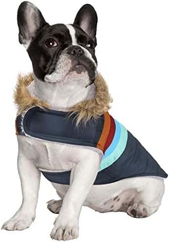 HDE Пуховик за кучета с Руното облицовка, Топло Парк за Кучета, Зимно Палто с Отвор за колан за безопасност, Тъмно