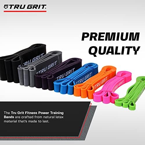Tru Grit Fitness Power Training Bands - Цветни фитнес лента от естествен латекс с 7 нива на съпротива - Идеална
