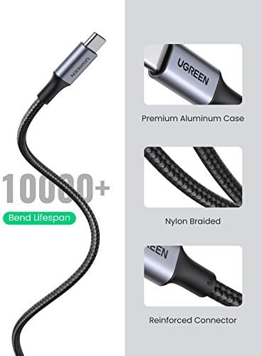 UGREEN 100 W USB Кабел C-C USB Кабел за бързо зареждане Type C е съвместим с MacBook Pro 2022, iPad Pro 2022, iPad Air 5, Samsung Galaxy S23 / S22 Ultra, Pixel, Switch и др 3,3 фута Черен