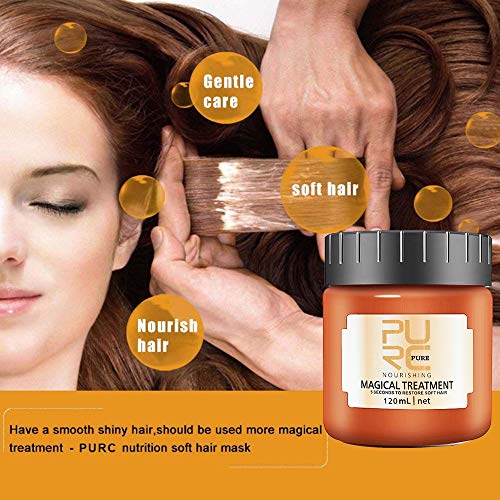 PURC Вълшебна Маска за коса, Професионален балсам за коса Advanced Molecular Hair Roots Treatment, 5 Секунди за възстановяване Мек, дълбок Климатик е Подходящ за суха и изтощена коса - 120