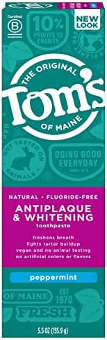 Натурална паста за зъби Tom ' s of Maine, не съдържаща флуорид и Избелваща, мента, 5,5 грама. (Опаковка може да варира)