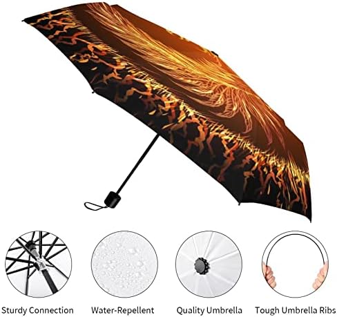 Чадър за пътуване Финикс Fire 3 Гънки, Автоматично Отваряне, Затваряне, Анти-UV Чадър, Преносими Ветроупорен Чадъри