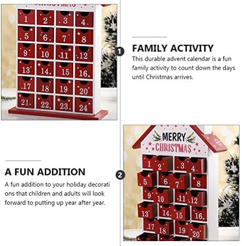 SOIMISS 1бр Коледен Календар за Обратно Броене Къща Дървена Къща Украшение Кутия за Бонбони (Червен)