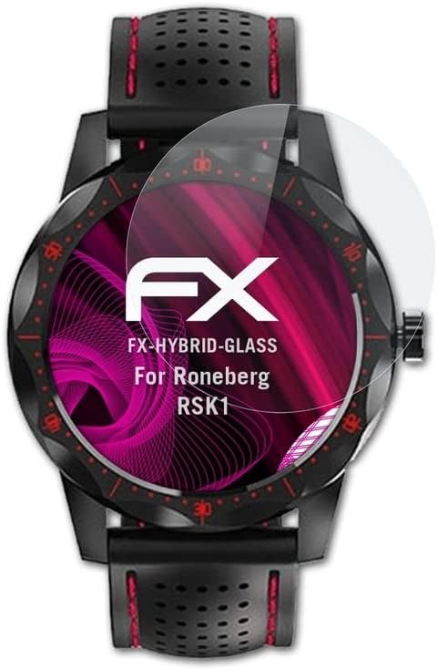 Защитно фолио за пластмаса стъкло atFoliX, съвместима с защитно фолио за стъкло Roneberg RSK1, защитно фолио за екрана 9H Hybrid-Glass FX Стъкло от пластмаса