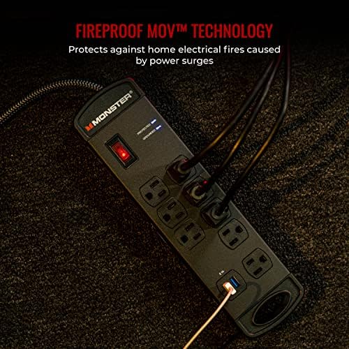 Професионален мрежов филтър Monster Pro MI Power Strip с пожароустойчиви технология MOV за компютри, усилватели, педальных
