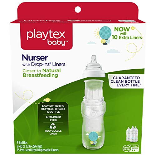 Детска бутилка Playtex с предварително Стерилизованными втулки за еднократна употреба за хранене, по-Близо до били познати да възпрепятства кърменето, 8 грама, брой бу
