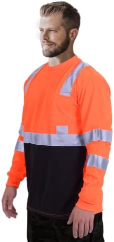 Защитна тениска JORESTECH, Светоотражающая, с висока видимост, С дълъг ръкав, Оранжево-черно Спускане, Клас ANSI 3, Ниво 2, Тип R TS-13 (4XL)