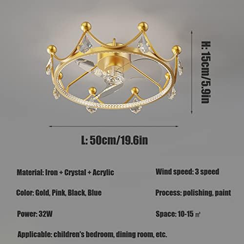 Феновете NEOCHY Crystal с Тавана лампи 3 Платна Детски Безшумен вентилатор Crown с Дистанционно Управление Led плафониери