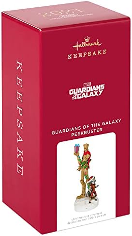 Коледна украса за спомен от Hallmark 2021, Ракета-миеща мечка Marvel Guardians of the Galaxy и Кикбастер Грут, Звук, Активируемый