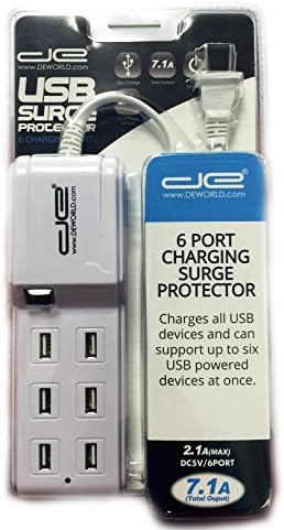 USB-зарядно устройство Digital Energy с 6 порта и защитна лента от пренапрежение (в търговията на дребно пакет)