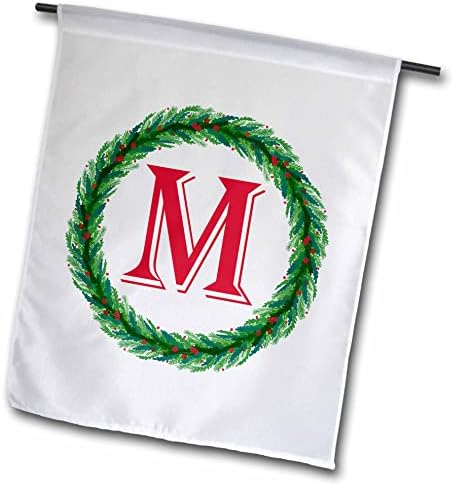 Триизмерен Коледен венец с Монограм M, Червен инициализация, SM3DR - Знамена (fl_353356_1)