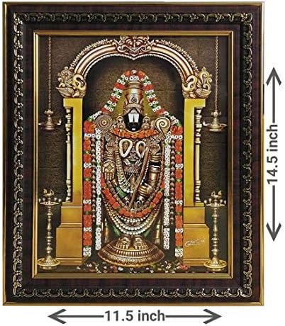 Фоторамка Далвкот Лорд Tirupati Баладжи /Венкатешвара Свами за стая Пуджа (11,5 X 14,5 инча)