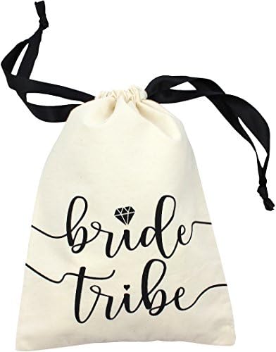 10 бр. Чанти на съвсем малък Bride Tribe с сатенена панделка, Памук торбичка размер 7x5 инча за шаферките, моминско парти,