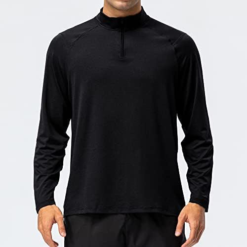 Мъжки Пуловер с цип на една четвърт от Размера на UPF 50 +, Ризи за Риболов, тениски с Дълъг Ръкав, Поло, Риза За Голф, Върхове
