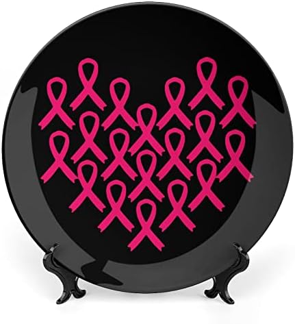 Информираността за Рака на гърдата Розовата Лента Сърцето Забавно Декоративна Чиния от Костен Порцелан Кръгли Керамични Плочи