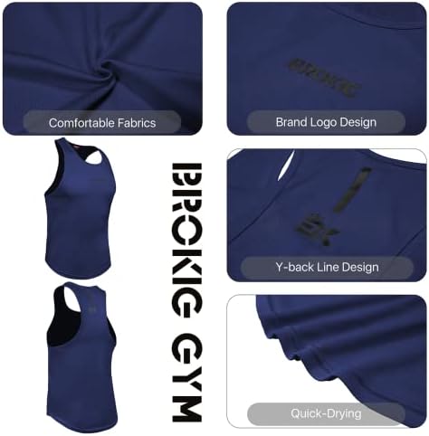 BROKIG Мъжки 2 Опаковки на белите Дробове Майок-Стрингеров, бързо съхнещи Тениски За Бодибилдинг Y Back Gym За мъже