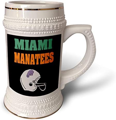 3dRose Забавна Сатира на един футболен отбор Miami Lamantees в каската и ... - Чаша за бира в 22 грама (stn_336425_1)