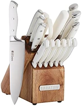 Набор от ножове Sabatier от 15 предмети от Ковано желязо с трикратно Нитове, Кухненски Ножове от Високо Неръждаема