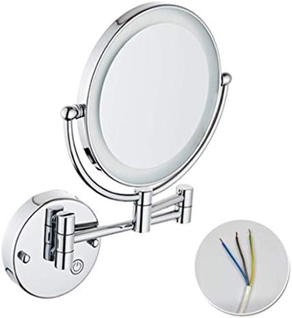 LIANXIAO - Огледало за грим с led, лупа, Две Въртящи се на повърхността, на 360 градуса; Управляемият, баня (Цвят: