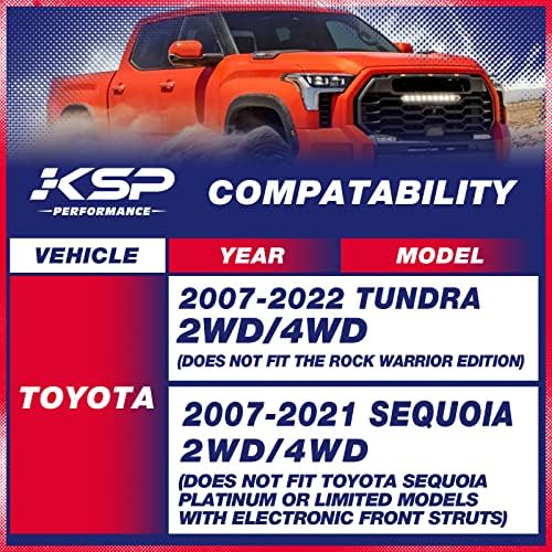 Комплект выравнивающего лифта KSP 3 Отпред и 2 отзад, годни за Tundra 2WD 2X2 4WD 4X4 2007-2021, 6061 T6, Подпори за