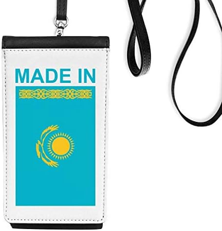 Произведено в Казахстан Държава Любовта Телефон в Чантата си Портфейл Висящ Калъф За Мобилен Телефон, Черен Джоба