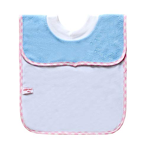 Памучни бебешки лигавници THE LITTLE LOOKERS с удобно деколте-майкой за хранене от шише и кърмене | Двупластова подплата за по-бързо усвояване и изсушаване (синьо, опаковки