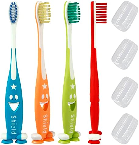 Четка за зъби Shield Care Giggles, забавен дизайн, гъвкава дръжка и най-доброто средство за грижа за устната кухина при деца