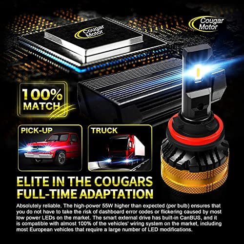 Led лампа Cougar Ultimate Motor H11, 30000LM 120W с високо фокус H8 H9, изключително ярка комплект за преобразуване