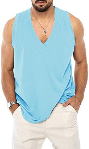 Мъжки Ежедневни Ризи Без Ръкави, Тениска с V-образно деколте, Спортни Ризи за Тренировки, Летни Плажни Ризи
