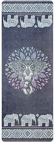 WHOJS килимче за йога от естествен каучук с Дебелина 5 мм, Домашен подложка за фитнес, подходящ за дами, Начинаещи, от Изкуствена кожа, Мокро и Сухо Приплъзване за Фитне