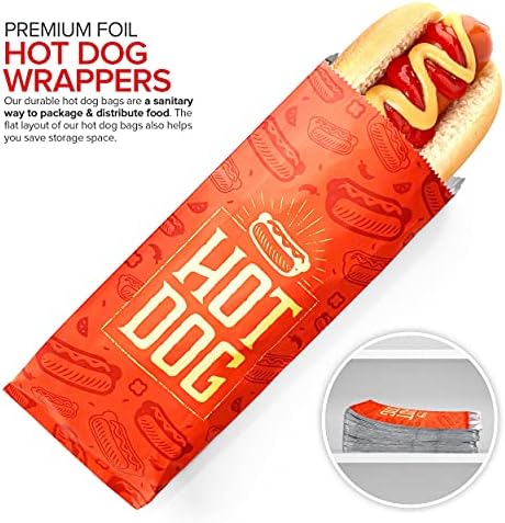 Запасете домашна обвивка за хот-дог (200 броя) - Ръкави за хот-дог от алуминиево фолио - Жиростойкие пакети за хот-дог за заведения
