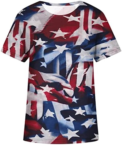 Тениски на Деня на Независимостта за Жените с Кръгло Деколте, Тениски с Графичен Дизайн, Туника с Флага на САЩ, Блузи, 4 Юли, годината на Реколтата Върховете