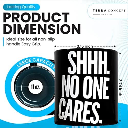 Чаша Terra Concept Shhh No One Cares - Забавно Кафеена Чаша от Керамика - Нестандартни подаръци, Забавни подаръци